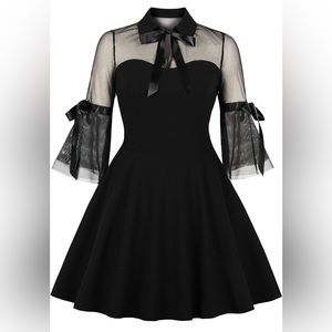￼ Mesh Bell Long Sleeves,Gothic,  Cocktail, Vintage style Dress